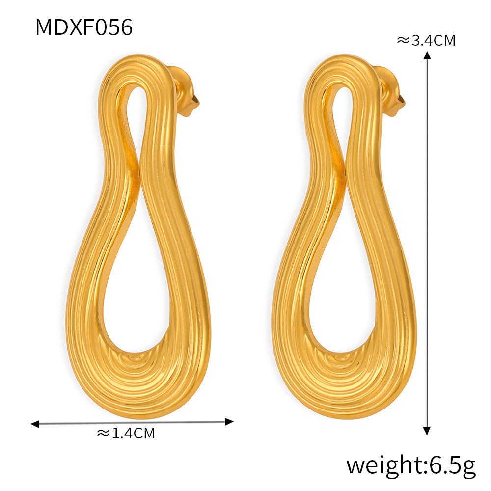 B廠【F053-057】歐美誇張幾何設計不規則耳環鈦鋼鍍18k金輕奢氣質高級感耳飾套裝 24.03-4