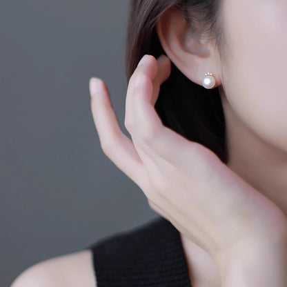 E廠【DQ10500E】S999純銀法式復古淡水珍珠耳環女優雅氣質鑲鑽鋯石耳飾品
 25.09-1