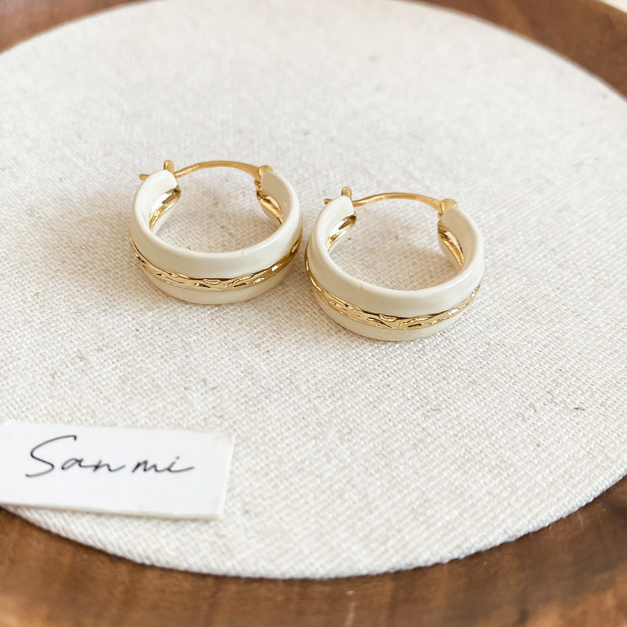 A廠【WE4668】新款復古滴油圓形耳環休閒簡約日常通勤百搭耳環輕奢高級感耳飾女
 25.11-1