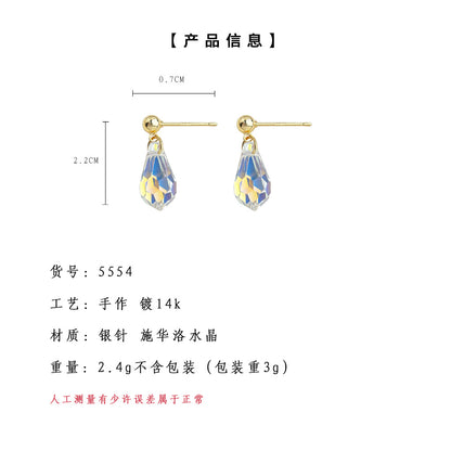 A廠【5554】施華洛品質！實物真的爆閃！很亮很閃水晶切面五彩水滴耳環女 25.02-3