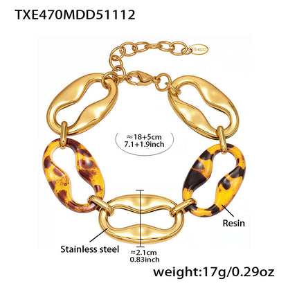 B廠【TXP470】中古vintage耳飾設計感不銹鋼幾何樹脂耳環項鍊手鍊手鍊套裝女
 25.11-3