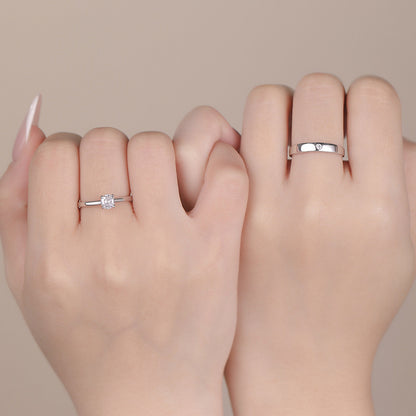 D廠【YC3786R】S925純銀鋯石情侶對戒極簡幾何小眾設計感時尚戒指手飾 25.07-1