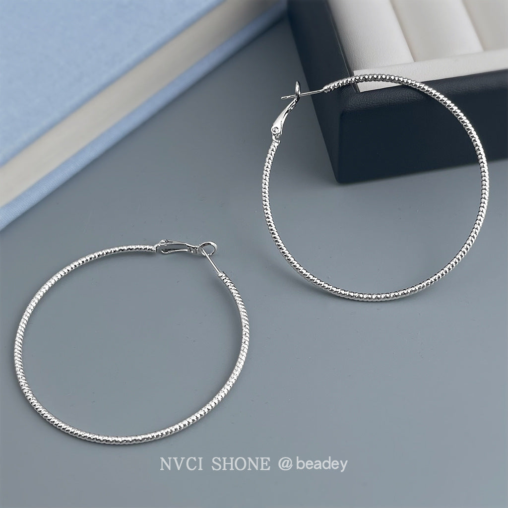 A廠【7165】時尚個性冷淡風大耳圈圓圈銀針高級感通勤百搭耳環
 25.11-4