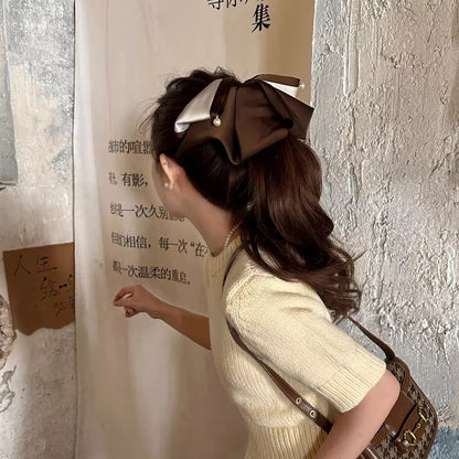 C廠【X25】貴女範~高貨版緞面蝴蝶結馬尾抓夾半紮髮夾女後腦勺裙擺鯊魚夾子
 26.03-3「C廠-單筆結帳需滿，NT$500出貨(不含運費)」