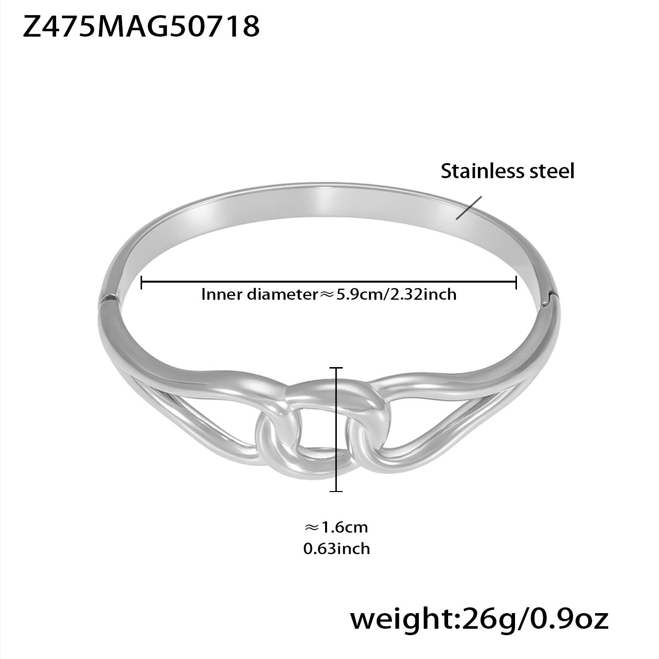 B廠【Z473】不鏽鋼幾何扭結卡扣手鐲鍍18k真金雙環百搭Z字造型個性手鐲 25.07-4