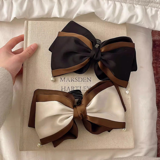 C廠【X25】貴女範~高貨版緞面蝴蝶結馬尾抓夾半紮髮夾女後腦勺裙擺鯊魚夾子
 26.03-3