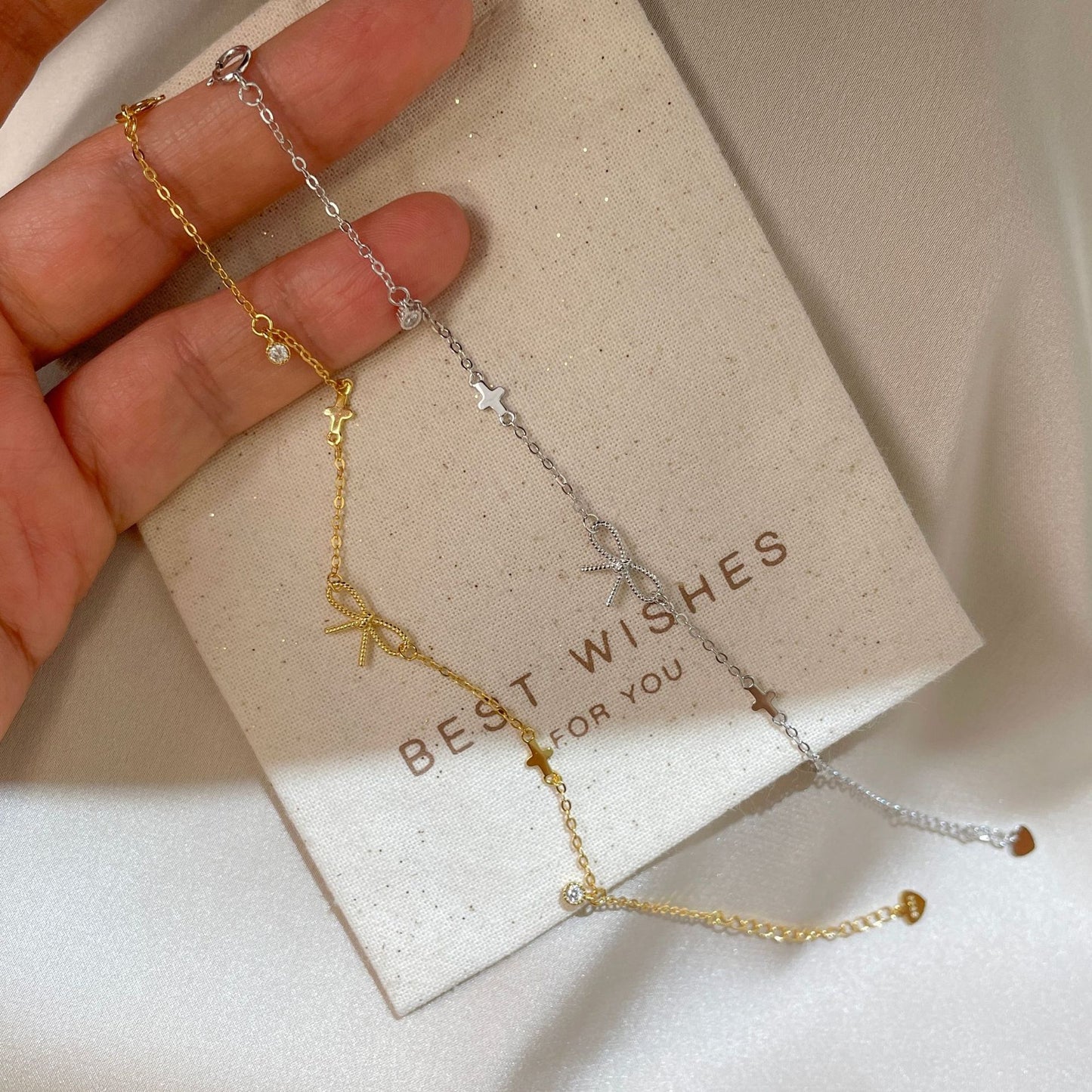 E廠【XDQ0637S】S925純銀韓系甜美麻花蝴蝶結手鍊女簡約氣質十字ins百搭手飾
 25.11-3