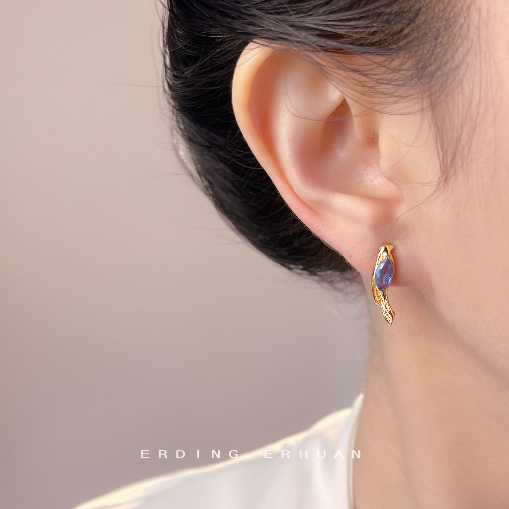 A廠【7154】原創藝術鳥鑲嵌鋯石個性小眾設計創意925銀針新款耳環耳環女
 25.11-4