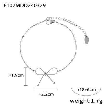 B廠【P549-E107】義大利雜誌簡約風格鎖骨鏈鈦鋼鍍18K真金手鍊首飾套裝蝴蝶結項鍊 24.04-2