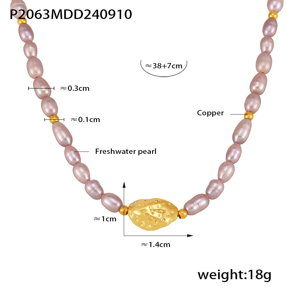 B廠【P2063】復古氣質銅材質吊墜天然淡水珍珠鎖骨項鍊溫柔甜美choker公主配件 24.09-3