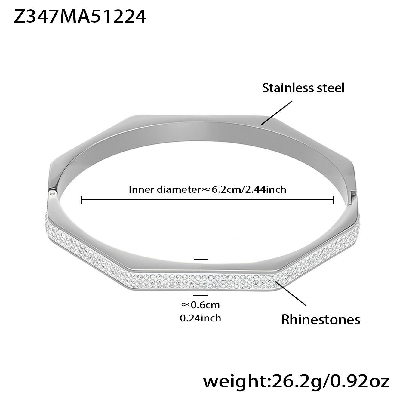 B廠【Z099】不鏽鋼超閃5A鋯石滿鑽卡扣手鐲組合歐美風輕奢時尚手飾鍍18k真金
 26.01-1