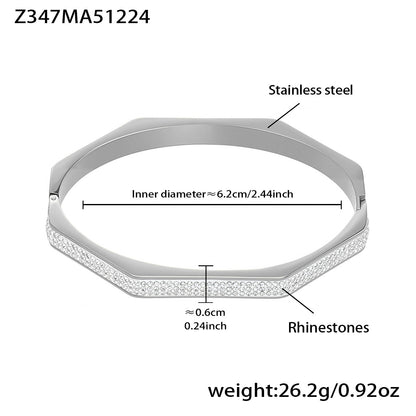 B廠【Z099】不鏽鋼超閃5A鋯石滿鑽卡扣手鐲組合歐美風輕奢時尚手飾鍍18k真金
 26.01-1