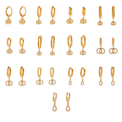 B廠【Q039】新中式雙環耳環鑲嵌鋯石耳環不銹鋼鍍18k真金簡約百搭耳飾 25.08-5