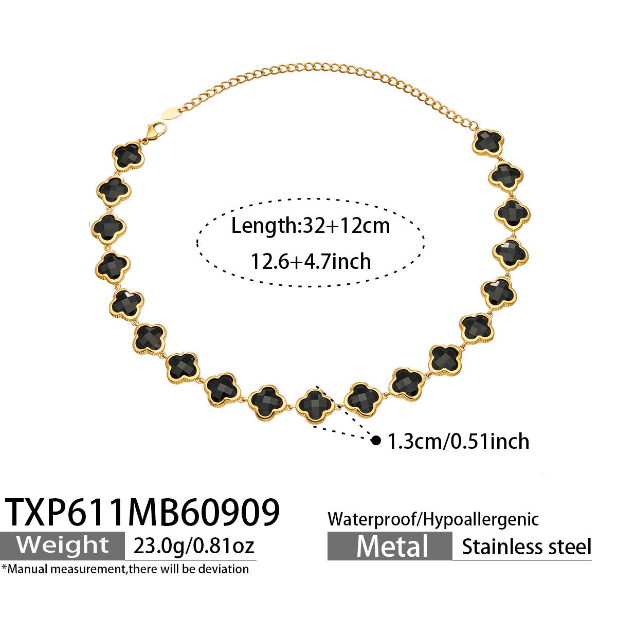 B廠【TXP611】謎麗港風顯貴四葉花不鏽鋼鍍金紅玻璃簡約小眾項鍊手鍊耳飾飾品女
 26.09-3
