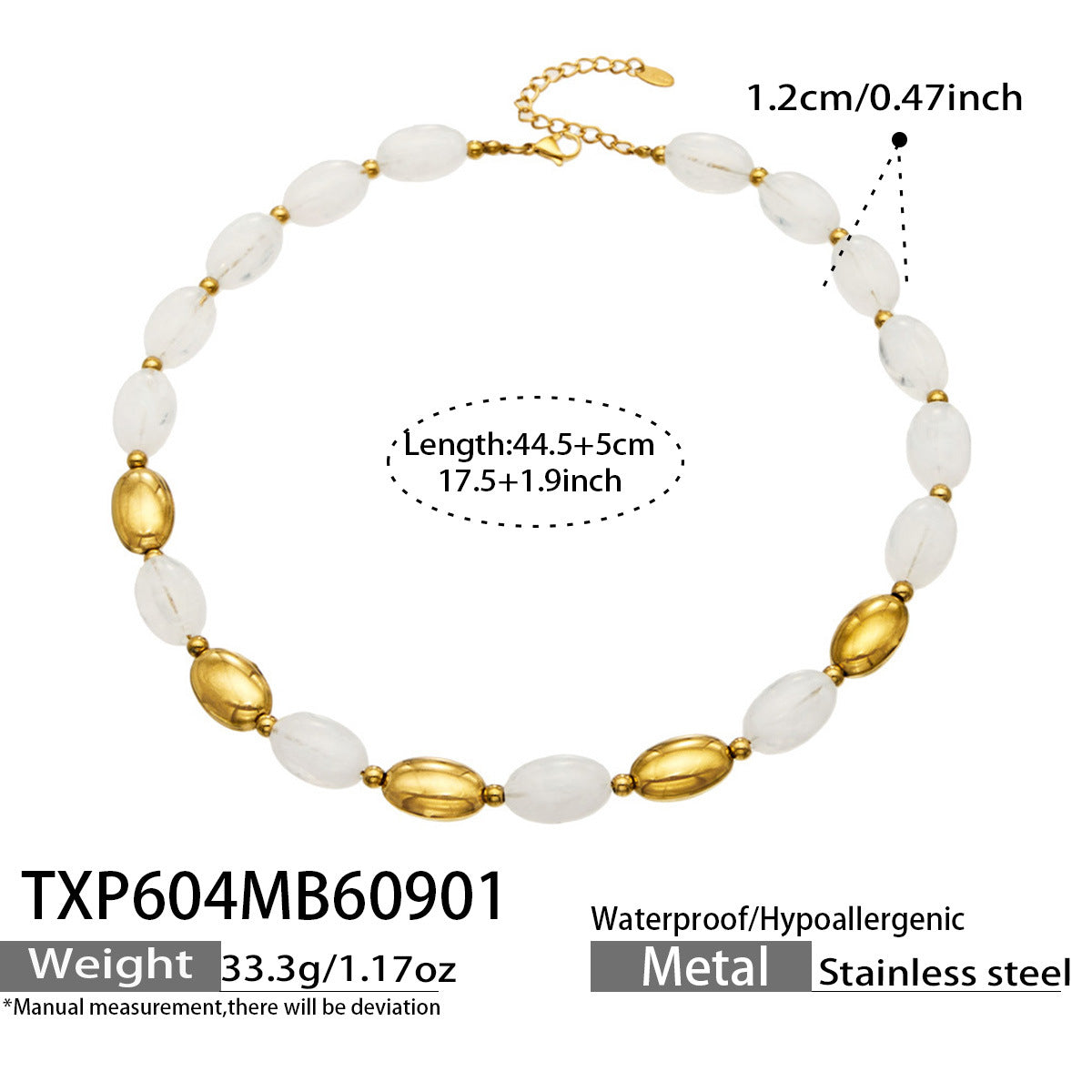 B廠【TXP604】歐美跨境多巴胺串珠不銹鋼鍍金項鍊時尚百搭甜美鎖骨鏈手鍊女套裝
 26.09-1