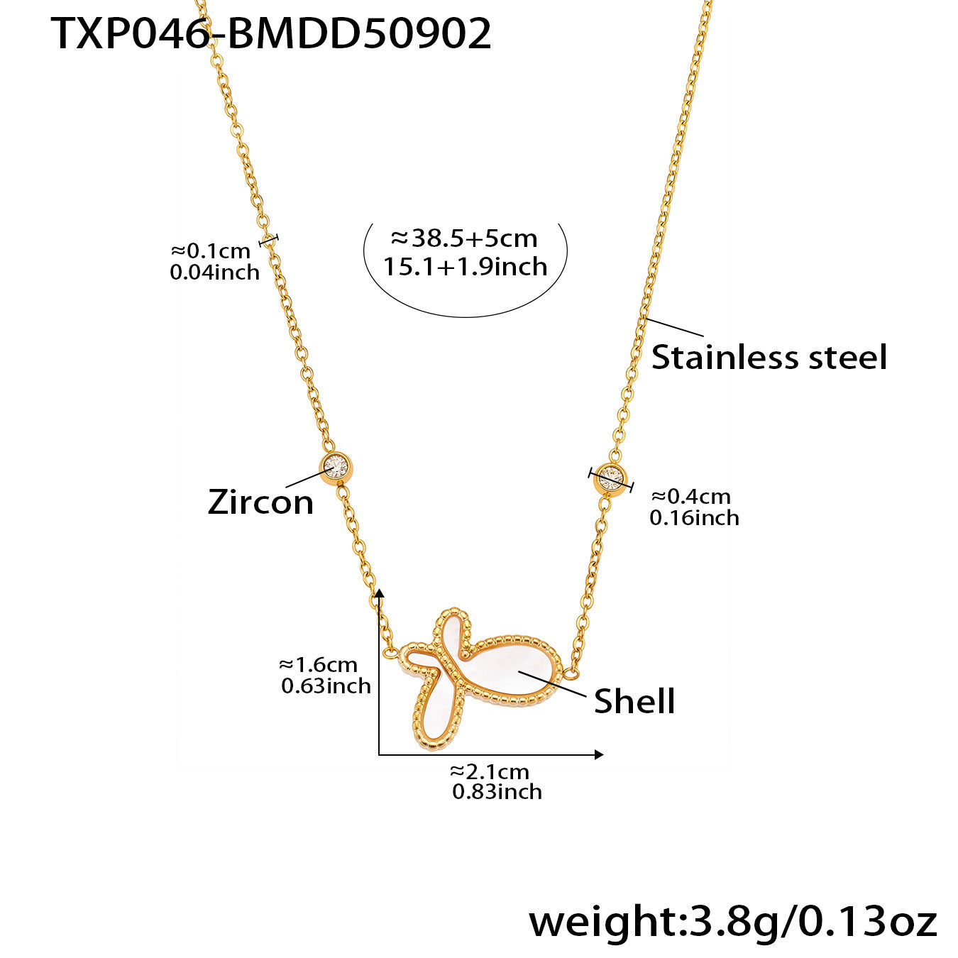 B廠【P1054】歐美飾品不鏽鋼蝴蝶造型項鍊方形光面吊墜18k鍍真金不掉色
 25.09-2