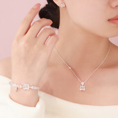 D廠【YC3405N】原創足銀S999馬上招桃項鍊氣質耳環清新手鍊百搭小眾精緻首飾
 26.01-1