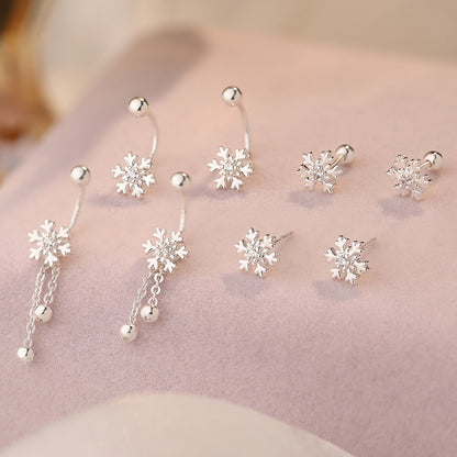 D廠【YC4369E】S999足銀雪花彎鉤螺絲耳環多款式甜美氣質百搭小眾耳飾 25.01-4