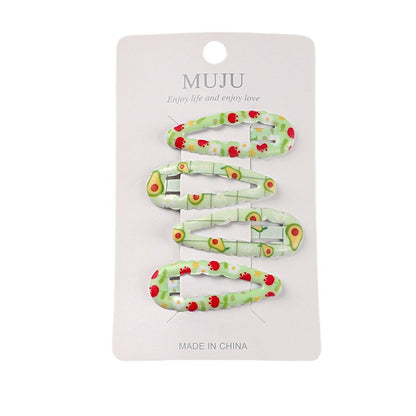 C廠【D071】4個卡裝髮夾髮卡印花多彩波浪BB夾髮飾甜美側邊瀏海夾 25.07-1「C廠-單筆結帳需滿，NT$500出貨(不含運費)」