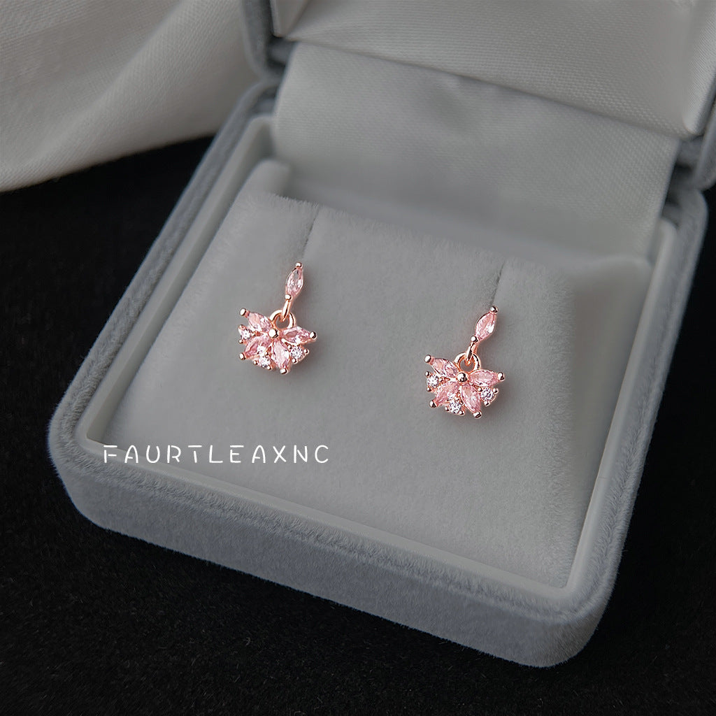 A廠【7504】鑲嵌鋯石時尚高級感清新甜美簡約花朵小耳環新款學生耳飾飾品
 26.04-3