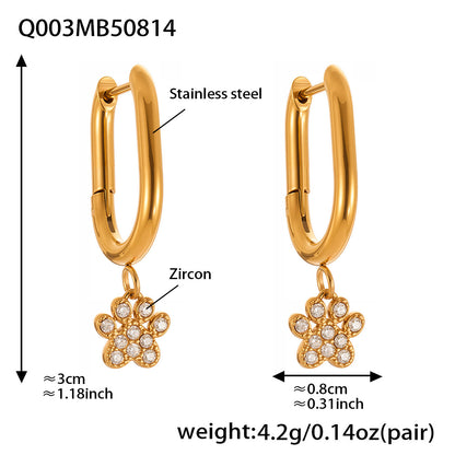 B廠【Q001】跨境飾品不鏽鋼5A鋯石滿鑽耳環鍍18k真金時尚百搭耳飾組合 25.08-5
