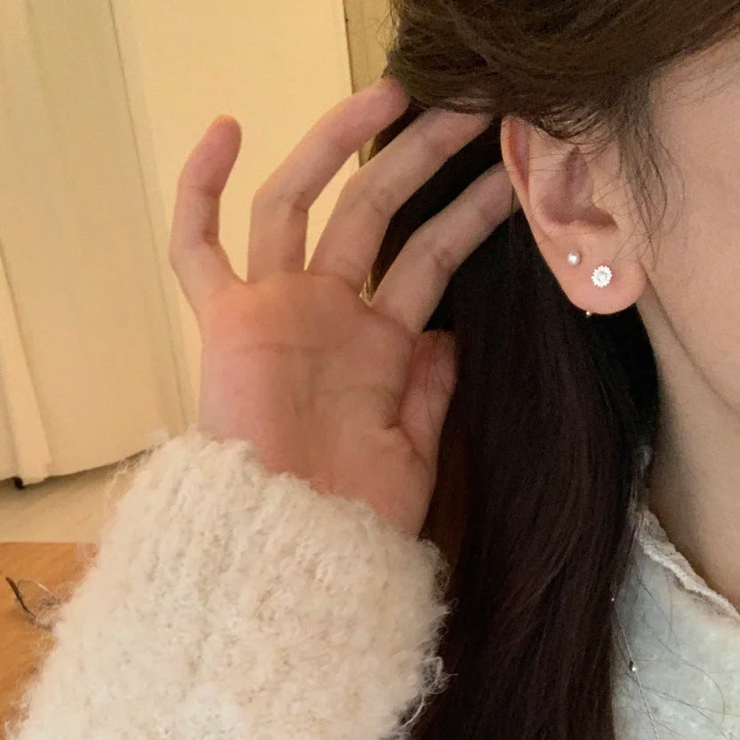 E廠【XDQ11696E】S999純銀小眾設計雛菊耳鉤女時尚氣質花朵耳環森系氣質耳飾潮
 26.01-4