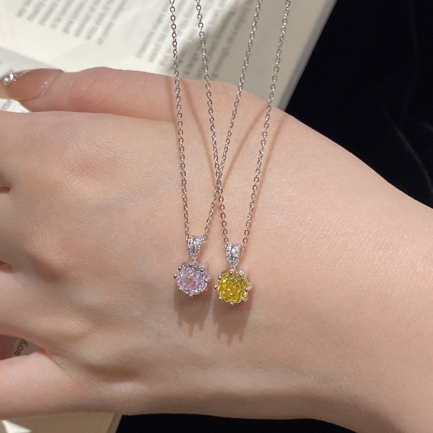 F廠【XDQ0079N】S925純銀千禧玫瑰切閃鑽項鍊女輕奢高級感鋯石單鑽精緻鎖骨鏈
 25.11-1