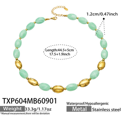 B廠【TXP604】歐美跨境多巴胺串珠不銹鋼鍍金項鍊時尚百搭甜美鎖骨鏈手鍊女套裝
 26.09-1