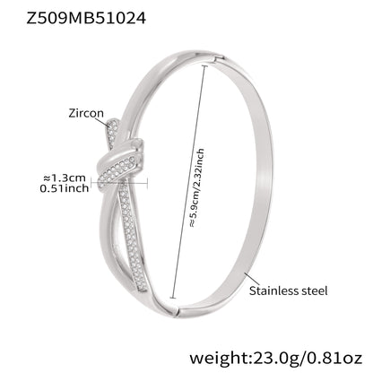 B廠【Z509】不鏽鋼滿鑽鋯石雙環卡扣手鐲歐美時尚簡約個性設計氣質手飾
 25.10-5