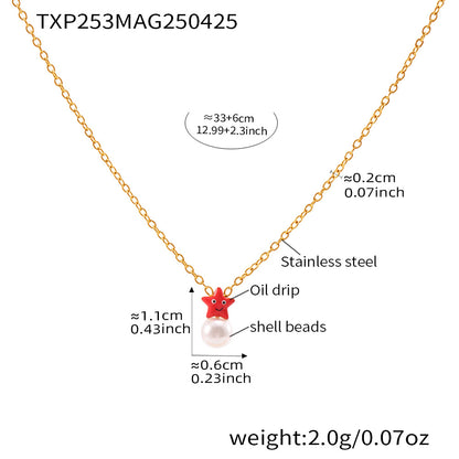 B廠【TXP253】新款小海星貝珠兒童飾品組不鏽鋼鍍18k金簡約時尚首飾品 25.05-1