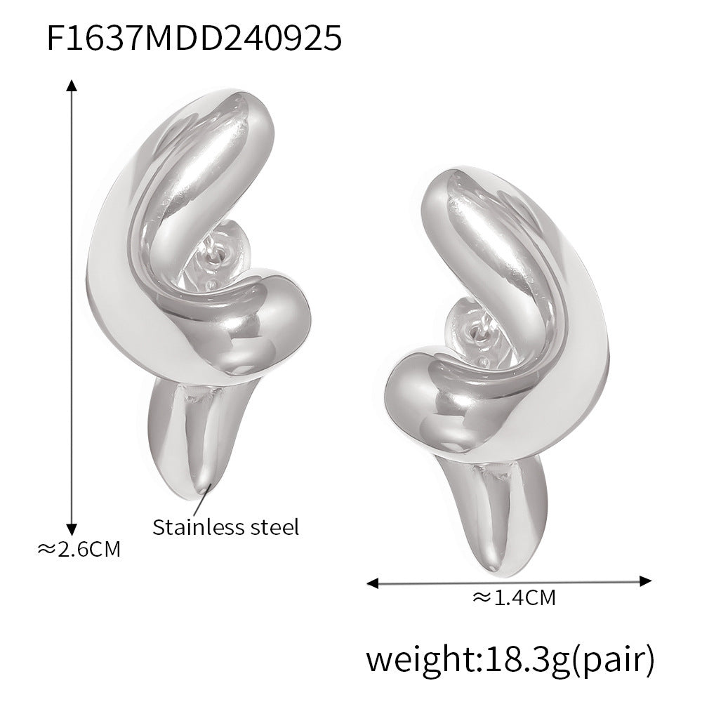B廠【F1637】歐美幾何不規則纏繞耳環跨國新款不鏽鋼材質個性設計時尚氣質耳飾 24.10-1