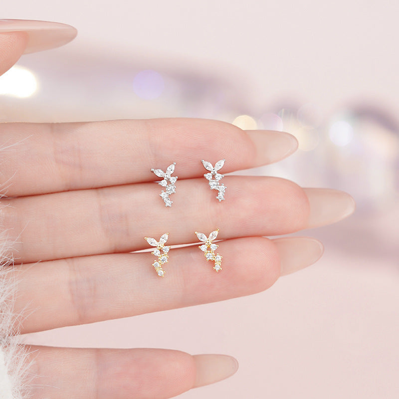 E廠【YC4057E】純銀S925滿鑽蝴蝶耳環輕奢微鑲輕奢新款小眾高級感清新耳飾
 25.11-2