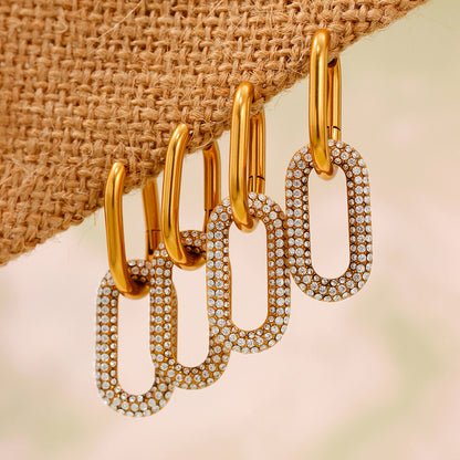 B廠【F234】跨境熱銷飾品304不鏽鋼鋯石精工黏鑽U型耳扣鍍18k真金耳飾 25.05-3