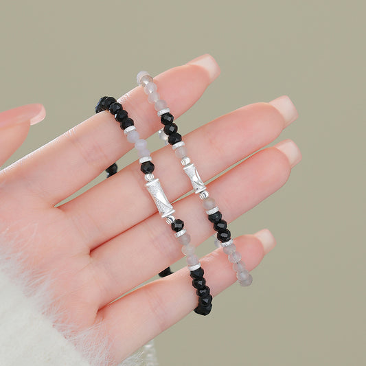 D廠【YC4584SL】原創足銀S999黑瑪瑙竹節情侶手鍊爆款國風新中式小眾手飾
 26.04-3