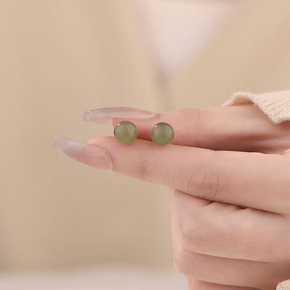 D廠【YC2059E】S999足銀和田玉耳環國風新中式幾何極簡風氣質小眾耳飾 25.01-2