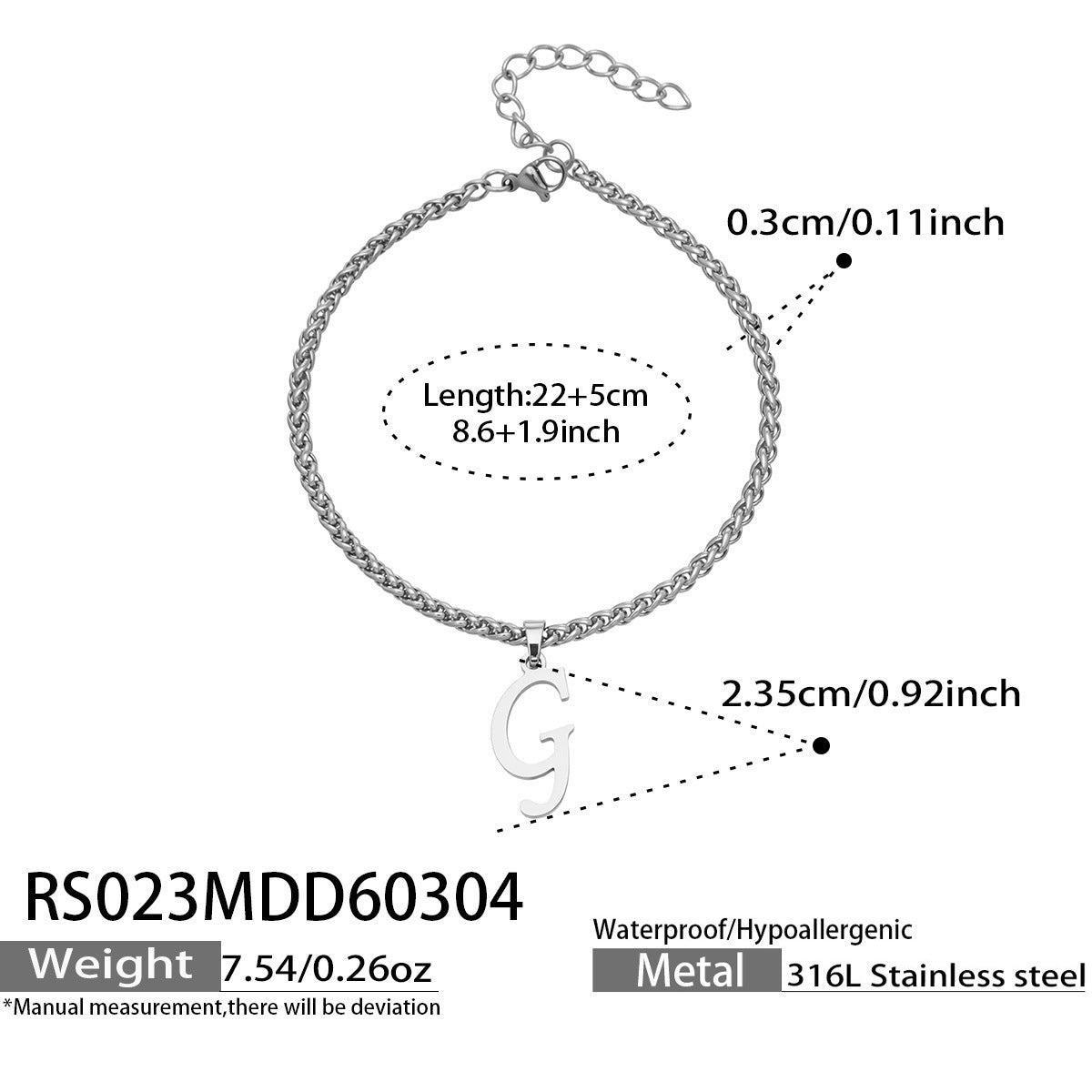 B廠【RS023】ins小眾時尚設計新款26字吊墜腳鍊不銹鋼材質歐美個性簡約腳飾
 26.03-2