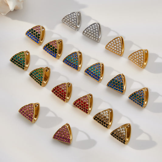 B廠【F1186】不鏽鋼幾何三角形金色鑲鋯耳環簡約日常通勤百搭氣質耳飾鍍18k金
 25.12-4