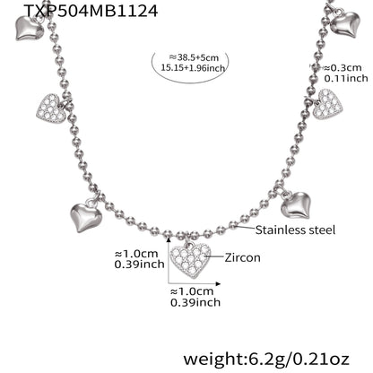 B廠【TXP504】不鏽鋼愛心鋯石項鍊手鍊耳環 鍍18k金chic風歐美時尚百搭珠寶首飾
 25.12-2