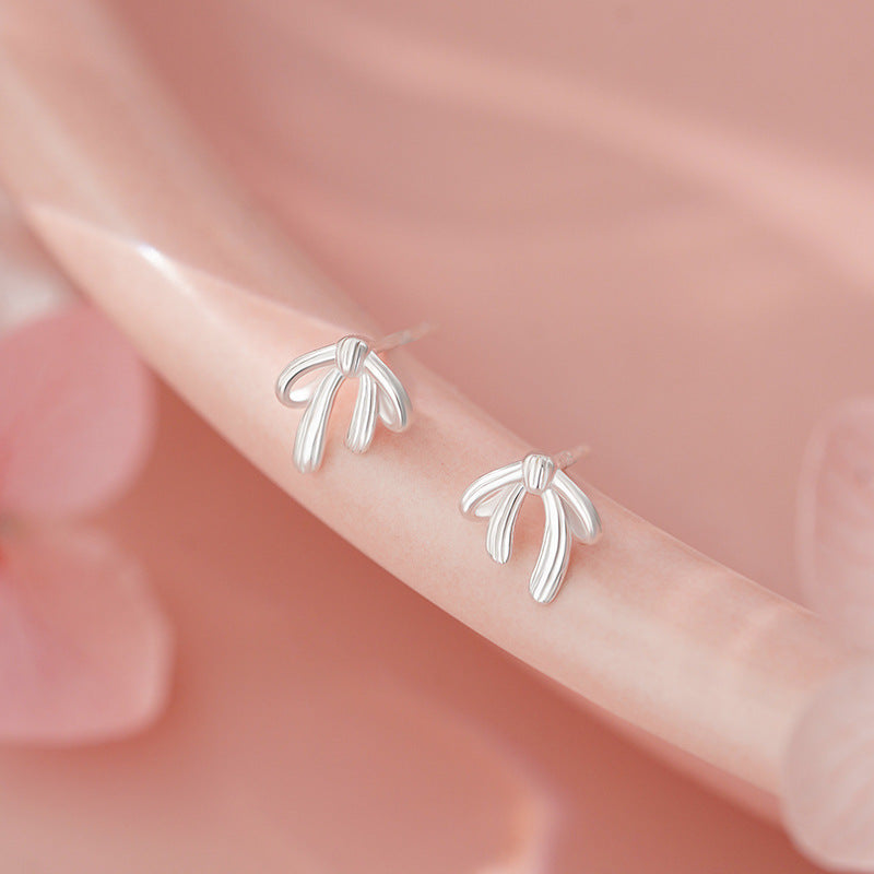 E廠【YC7265E】足銀S999蝴蝶結直針螺絲耳環公主甜美氣質優雅韓風溫柔耳飾
 25.11-1