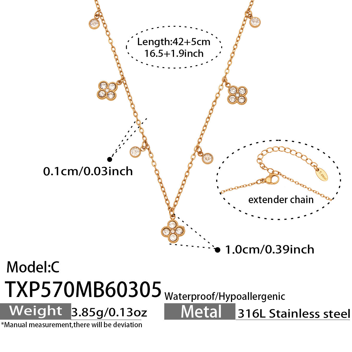 B廠【TXP570】歐美時尚新款小號8字花滿鑽5A鋯石設計DIY多配件項鍊手鍊組合套
 26.03-2
