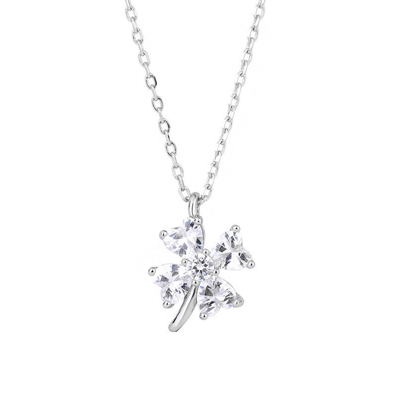F廠【DQ0034N】S999純銀輕奢小眾幸運四葉草項鍊女精緻高級感閃鑽百搭鎖骨鏈
 25.09-1