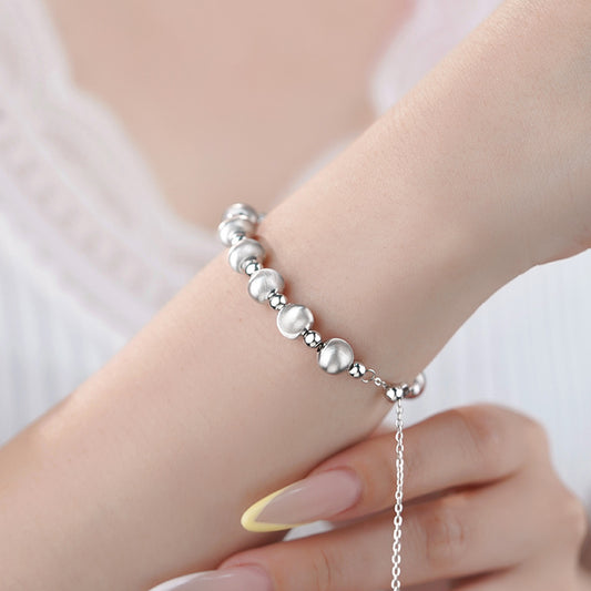 D廠【YC4624SL】S999足銀小眾貓眼銀珠手鍊文藝獨特設計爆閃好運手飾跨境 26.07-2