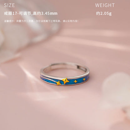 E廠【YC3789R】原創S999足銀星瞬永恆系列情侶對戒新款設計獨特清新手飾 25.05-3
