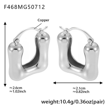 B廠【F468】銅材質幾何U型空心耳環時尚百搭個性氣質首飾鍍18k真金耳飾 25.07-3
