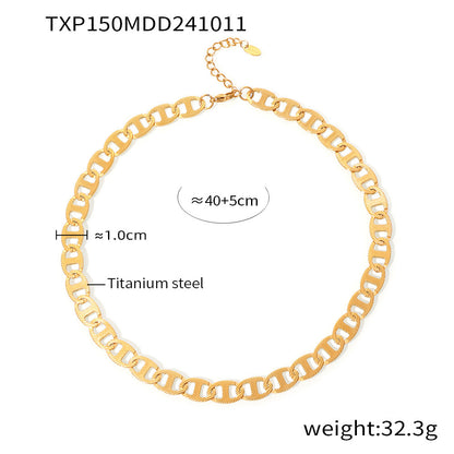 B廠【TXP150】飾品ins風日字手工鍊鍍18k真金鈦鋼材質項鍊手鍊套裝 24.10-4