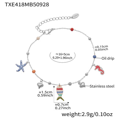 B廠【TXP418】不鏽鋼DIY多配件小丑魚滴油吊墜項鍊手鍊腳鍊腳套組鍍18k真金
 25.10-2