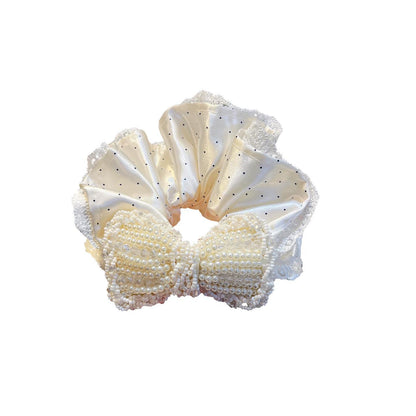 C廠【B99】珍珠蝴蝶結髮圈高品質波點緞面腸圈髮繩2026新款蕾絲花朵頭繩髮飾
 26.05-2「C廠-單筆結帳需滿，NT$500出貨(不含運費)」