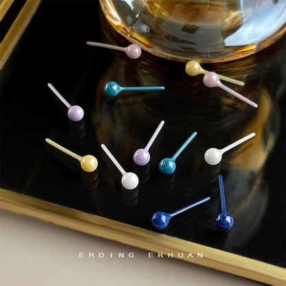 A廠【5979】正品生物瓷養耳洞耳環女陶瓷耳飾時尚簡約小巧圓豆豆不用摘耳飾 25.05-1