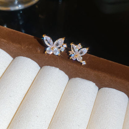 A廠【WE4865】真金電鍍925銀針鋯石蝴蝶耳環輕奢高級感時尚耳環極簡氣質通勤耳環女
 25.11-1