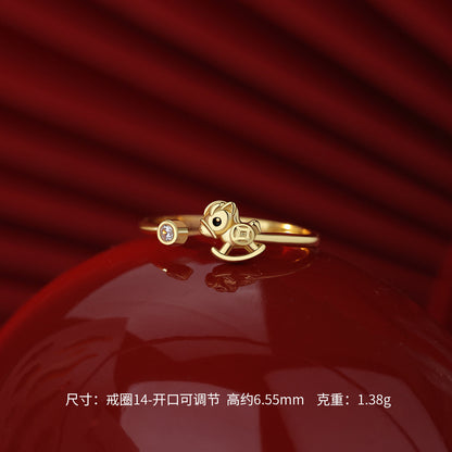 D廠【YC4030N】原創足銀S999銜寶萌駒木馬鋯石項鍊吊墜輕奢耳環本命年手鍊
 26.01-2